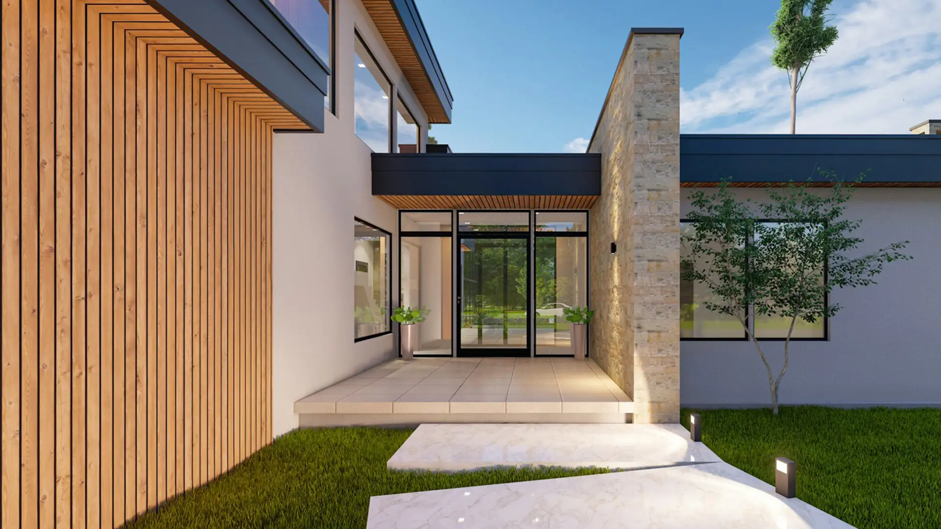 デザイン性の高い新築住宅の写真